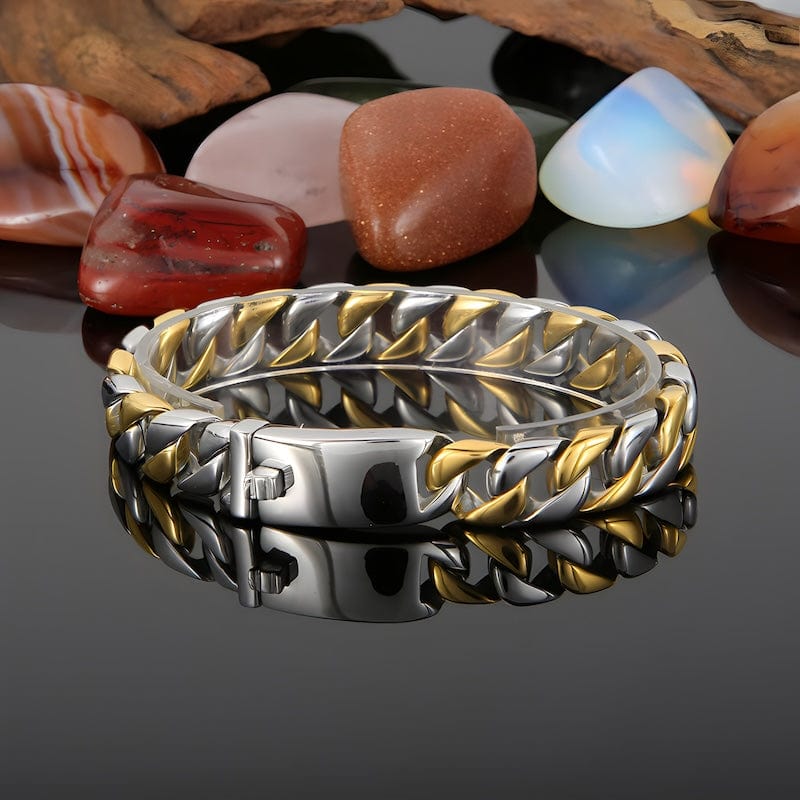 Wide Chain Stainless Steel Double Link Bracelet bracelet by Unique Leather Bracelets