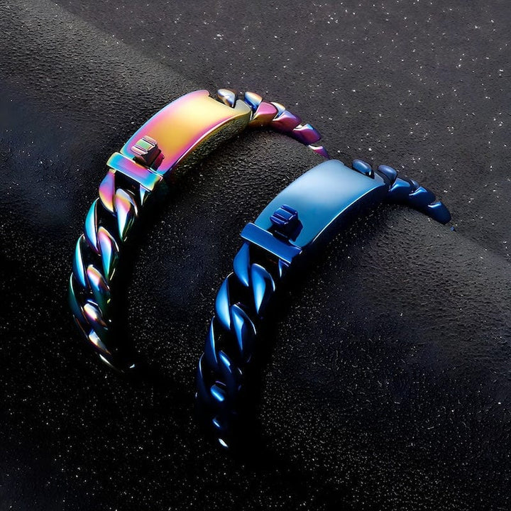 Wide Chain Stainless Steel Double Link Bracelet bracelet by Unique Leather Bracelets