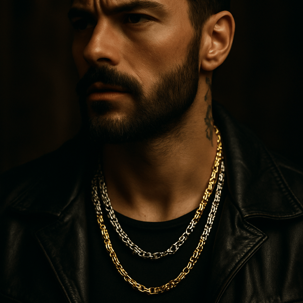 Stainless Steel Box Link Chain Necklaces bracelet by Unique Leather Bracelets