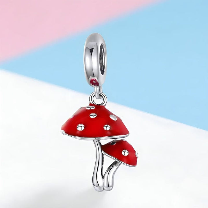Mushroom Charm Sterling Silver Charms Unique Leather Bracelets   