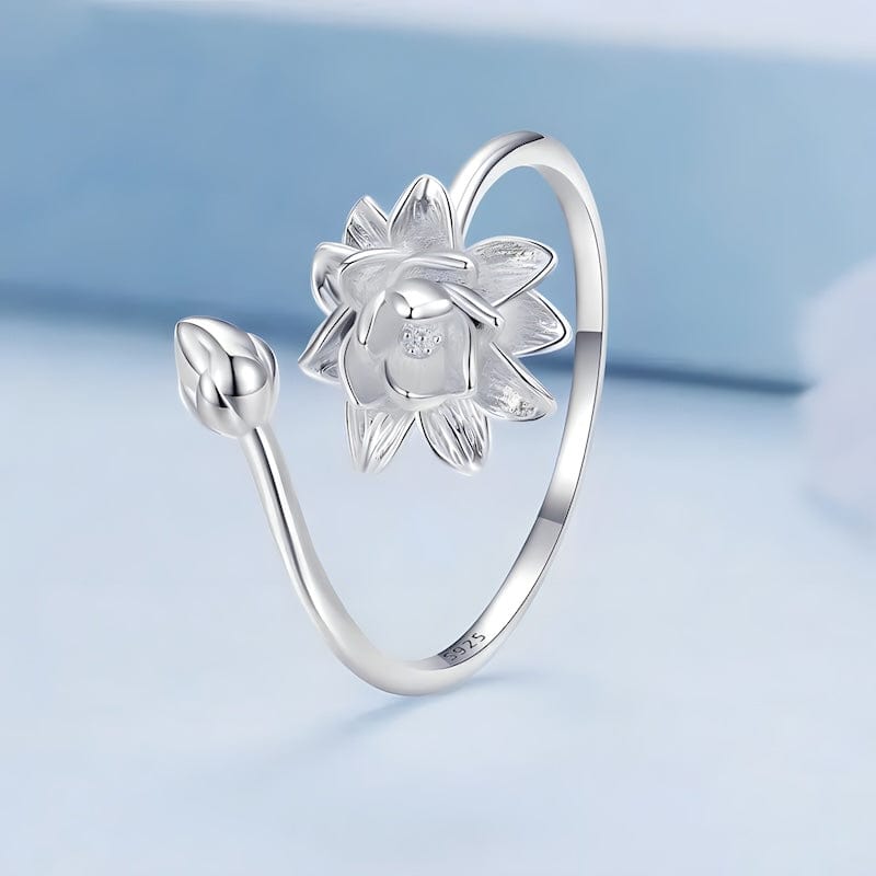 Lotus Ring Sterling Silver Adjustable Rings Unique Leather Bracelets   