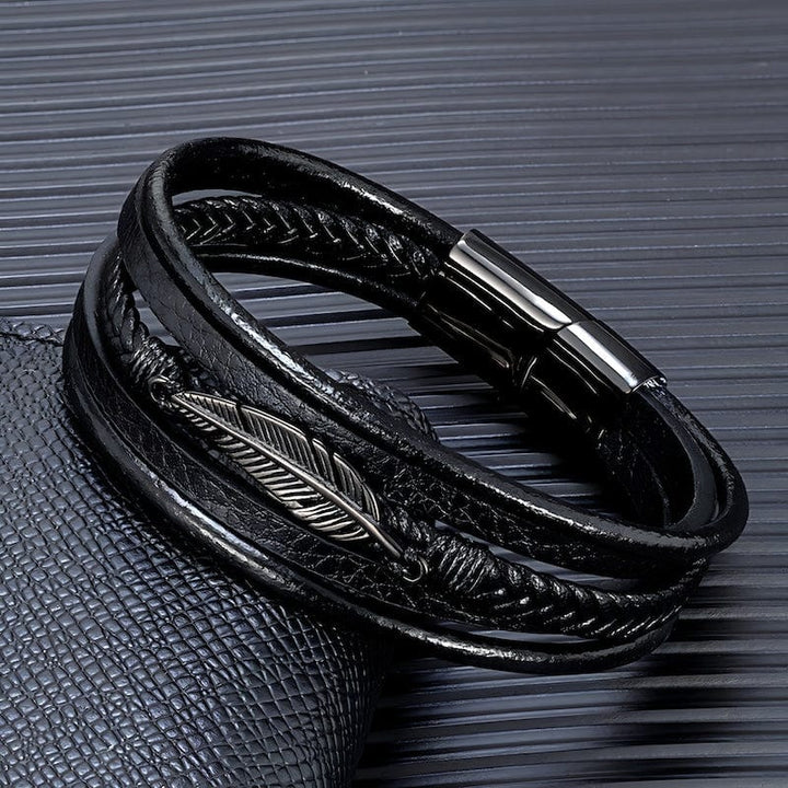 Feather Braided Wrap Leather Bracelet bracelet by Unique Leather Bracelets
