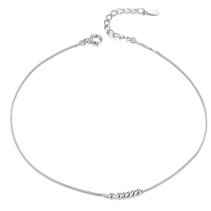 Beaded Anklet Sterling Silver 925 Womens bracelet by Unique Leather Bracelets