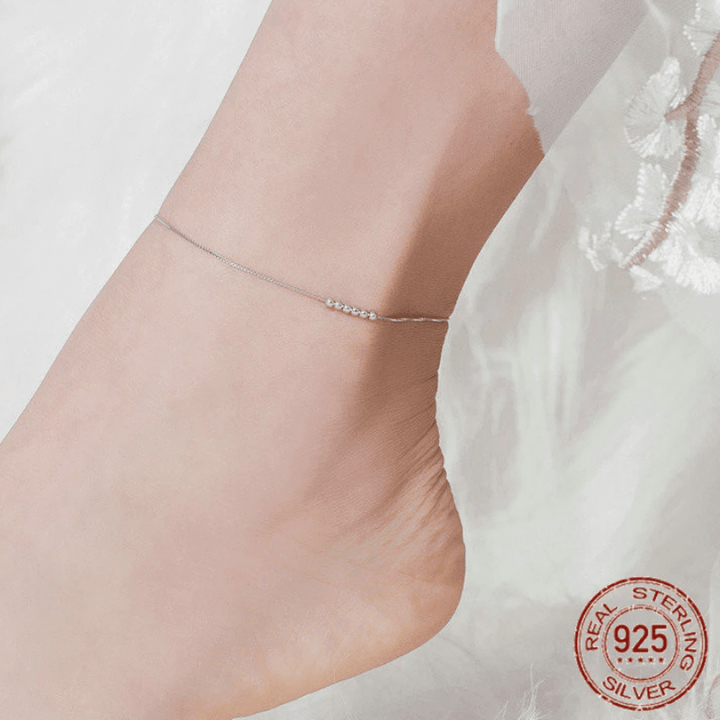 Beaded Anklet Sterling Silver 925 Womens bracelet by Unique Leather Bracelets