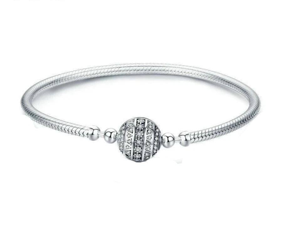 Classic Pave Stone Bangle Bracelet Charm Unique Leather Bracelets 17cm Silver 