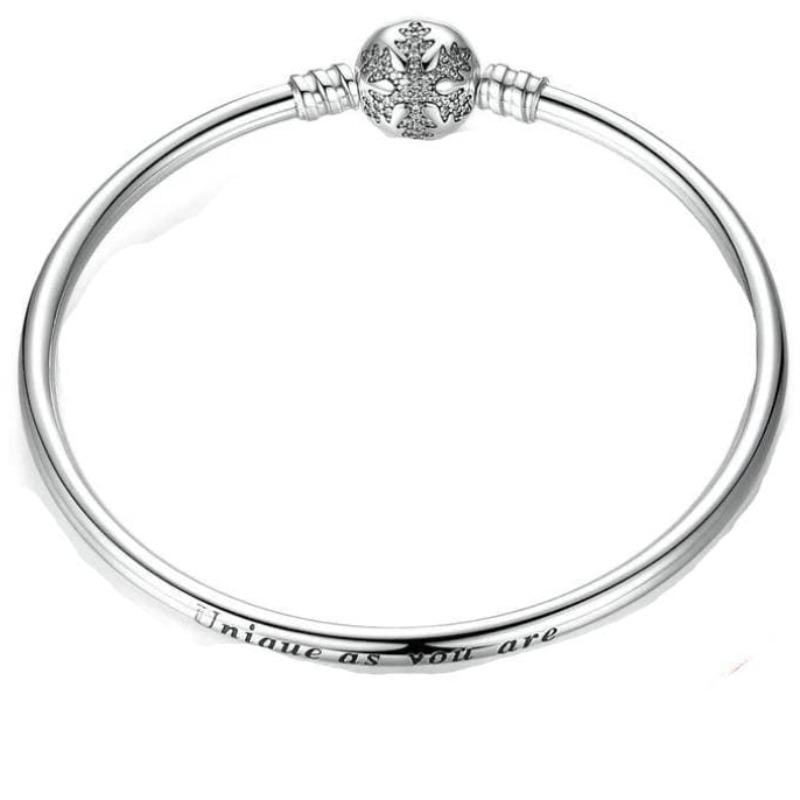 Unique As You Crystal Snowflake Bangle Bracelet Bangle Unique Leather Bracelets 17CM Silver 