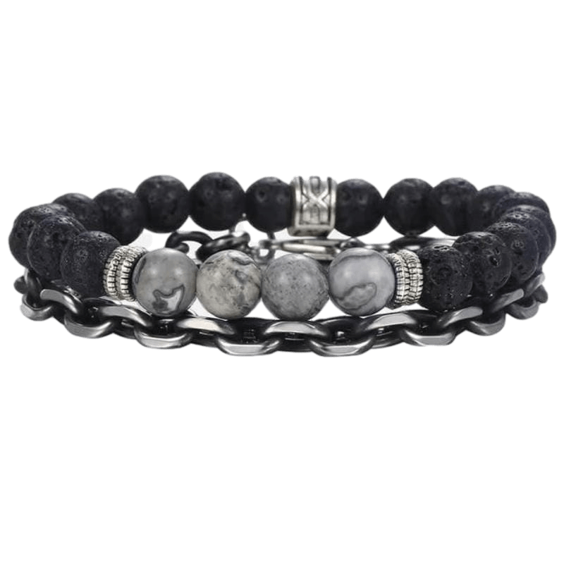 Beaded Classic Map Stone Stainless Steel Beaded Bracelets