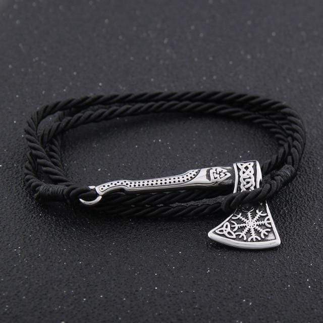 Valknut Axe Amulet Charm Leather Bracelet Leather Unique Leather Bracelets Silver/Style7  