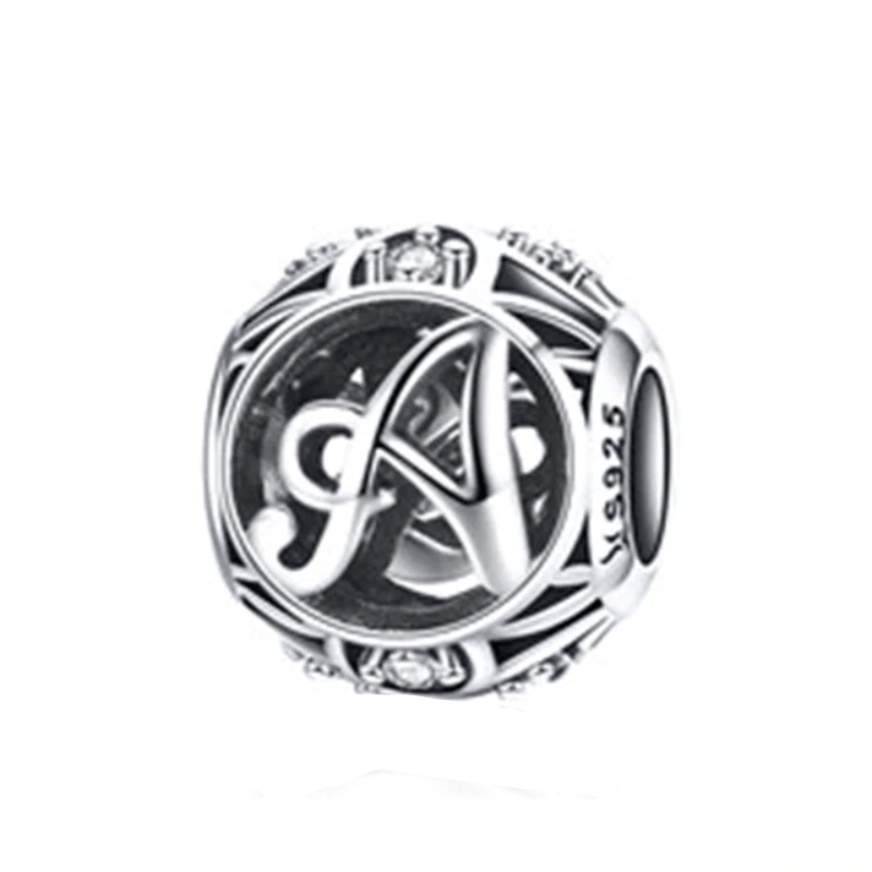 Classic Alphabet Charms Charms Unique Leather Bracelets Sterling Silver A 