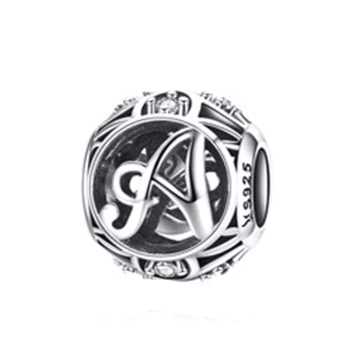 Classic Alphabet Charms Charms Unique Leather Bracelets Sterling Silver A 