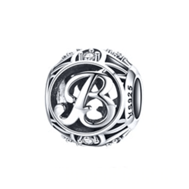 Classic Alphabet Charms Charms Unique Leather Bracelets Sterling Silver B 