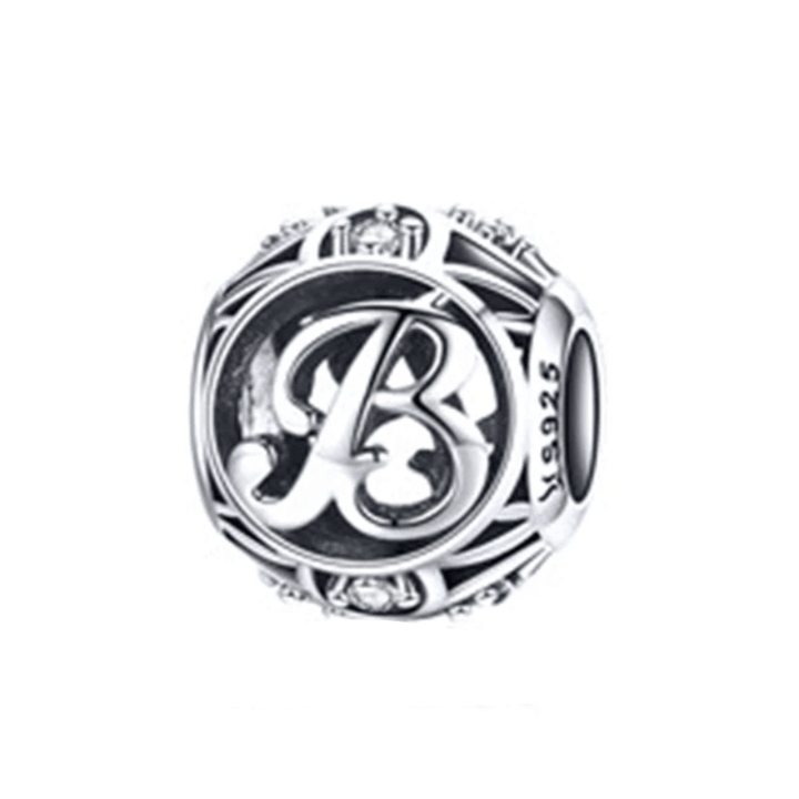 Classic Alphabet Charms Charms Unique Leather Bracelets Sterling Silver B 