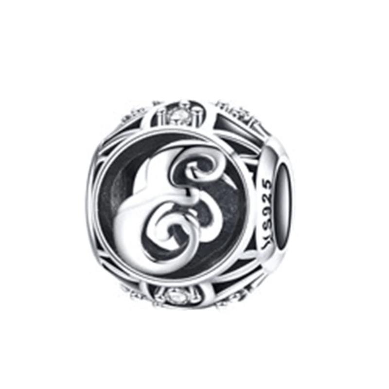 Classic Alphabet Charms Charms Unique Leather Bracelets Sterling Silver E 