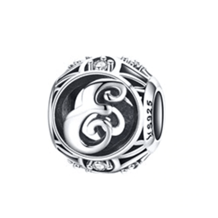 Classic Alphabet Charms Charms Unique Leather Bracelets Sterling Silver E 