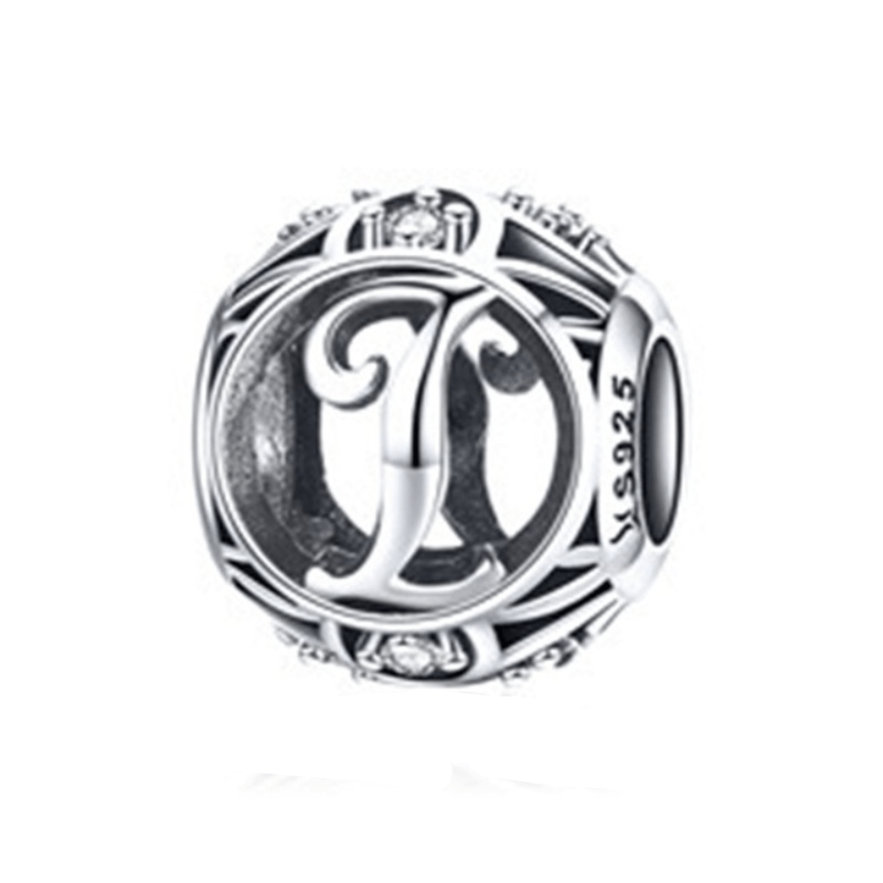 Classic Alphabet Charms Charms Unique Leather Bracelets Sterling Silver I 