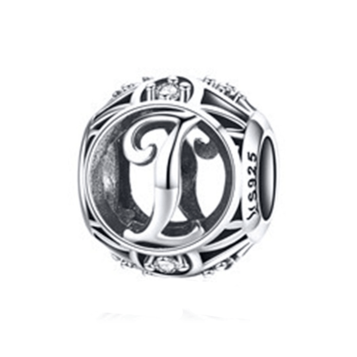 Classic Alphabet Charms Charms Unique Leather Bracelets Sterling Silver I 