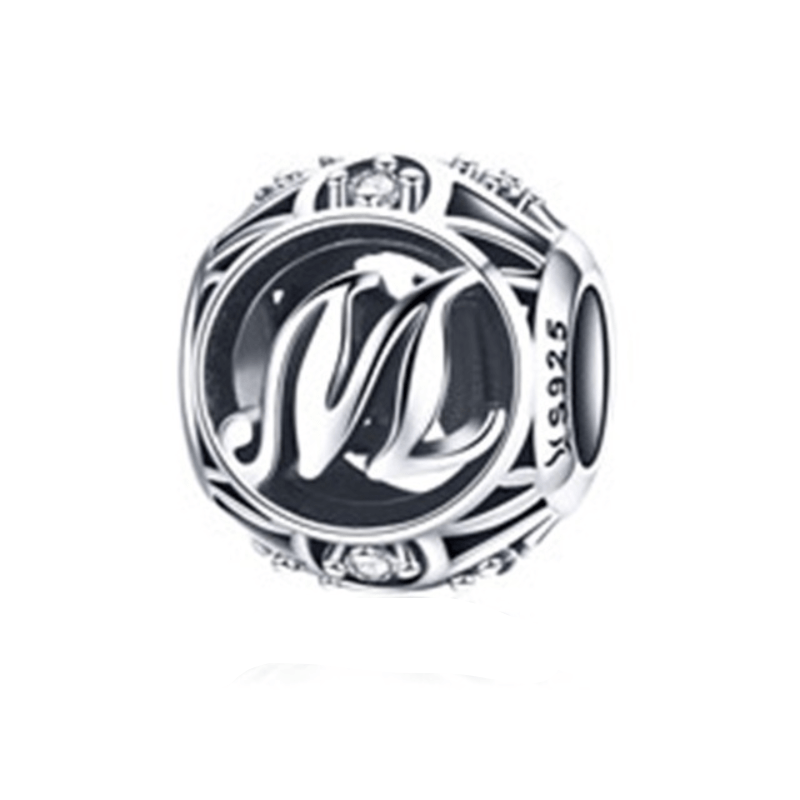 Classic Alphabet Charms Charms Unique Leather Bracelets Sterling Silver M 