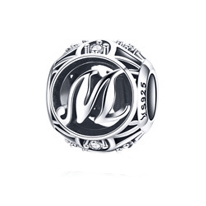 Classic Alphabet Charms Charms Unique Leather Bracelets Sterling Silver M 