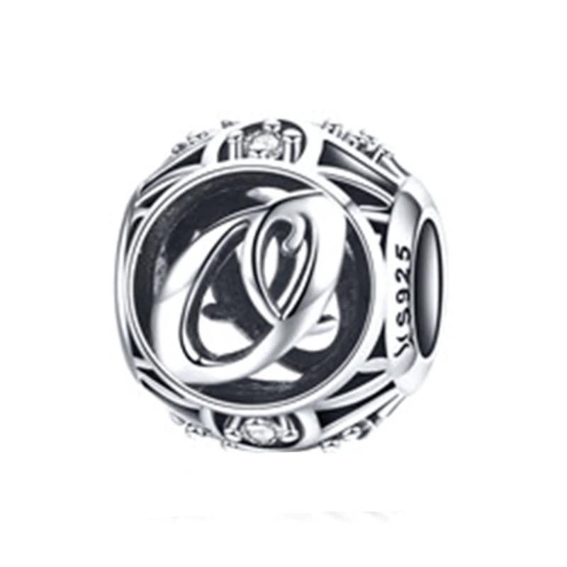 Classic Alphabet Charms Charms Unique Leather Bracelets Sterling Silver O 