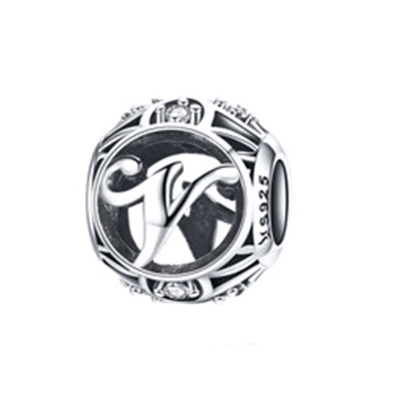 Classic Alphabet Charms Charms Unique Leather Bracelets Sterling Silver V 