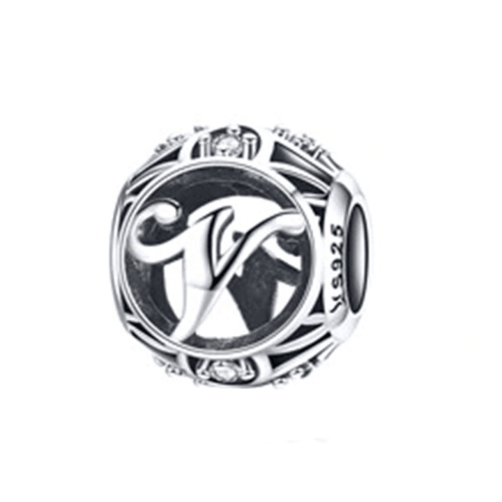 Classic Alphabet Charms Charms Unique Leather Bracelets Sterling Silver V 