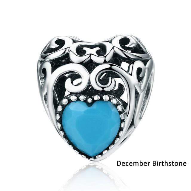 Colorful Sparkling Birthstone Charms Charms Unique Leather Bracelets Silver/Dec  