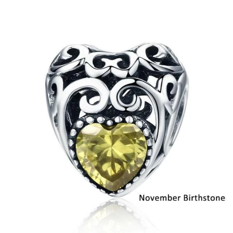 Colorful Sparkling Birthstone Charms Charms Unique Leather Bracelets Silver/Nov  