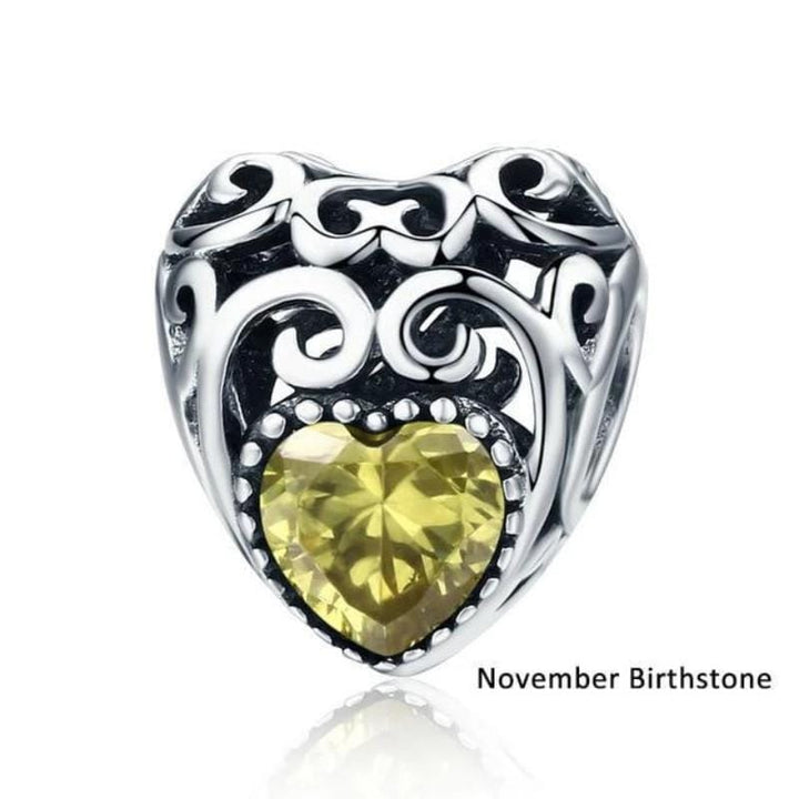 Colorful Sparkling Birthstone Charms Charms Unique Leather Bracelets Silver/Nov  