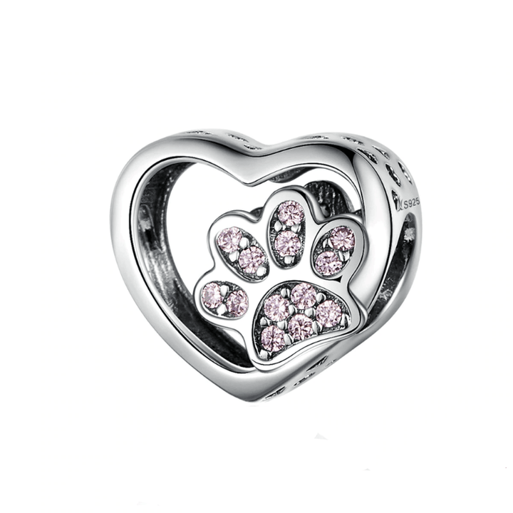 Dog Paw Print Charm Charms Unique Leather Bracelets Pink  