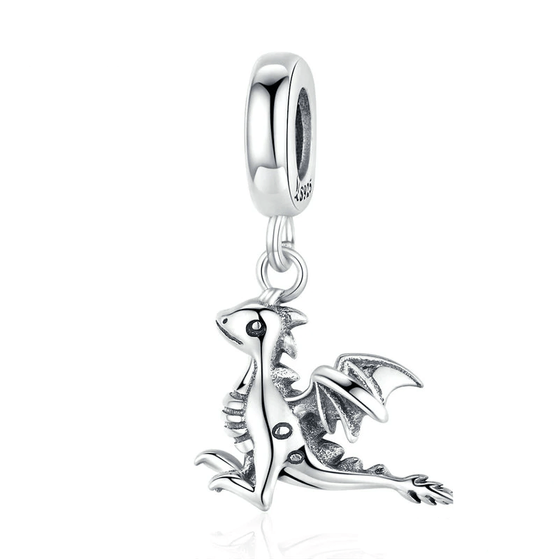 Smaug Dragon Charm Charms Unique Leather Bracelets Silver  