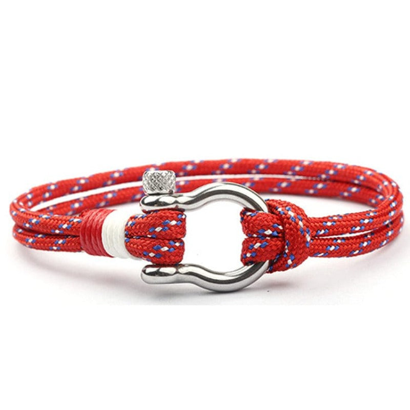 Colorful Anchor Hook Rope Sailing Bracelet Rope Unique Leather Bracelets Red\Tide 21cm 