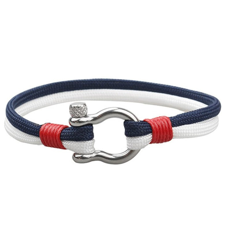 Colorful Anchor Hook Rope Sailing Bracelet Rope Unique Leather Bracelets White\Buoy 21cm 