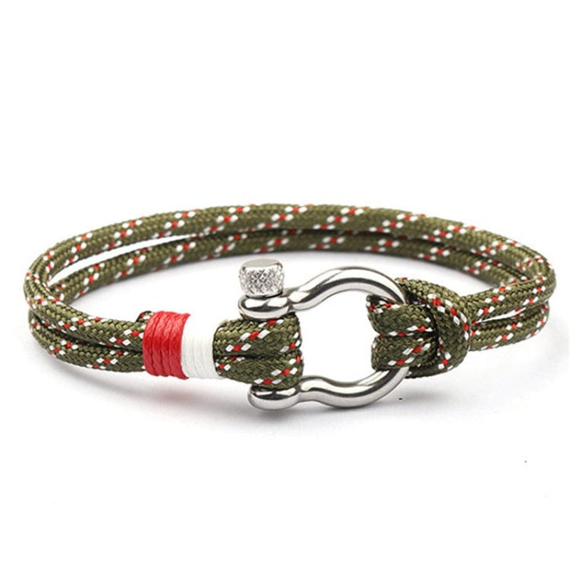 Colorful Anchor Hook Rope Sailing Bracelet Rope Unique Leather Bracelets Green\Sea 21cm 