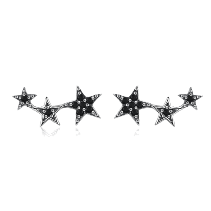 Classic Shooting Star Stud Earrings Ear Climber Unique Leather Bracelets Black/Silver  