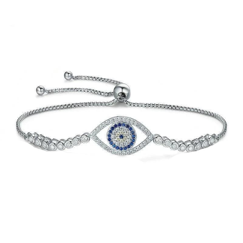 Evil Eye Tennis Bracelet Tennis Unique Leather Bracelets Adjustable Silver 
