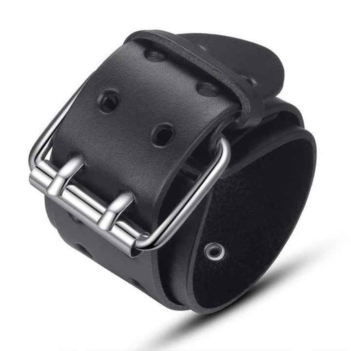 Vintage Wide Leather Bracelet Leather Unique Leather Bracelets Black/2 Adjustable 
