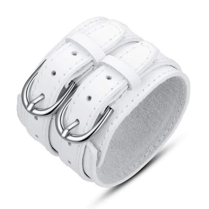 Vintage Wide Leather Bracelet Leather Unique Leather Bracelets White Adjustable 