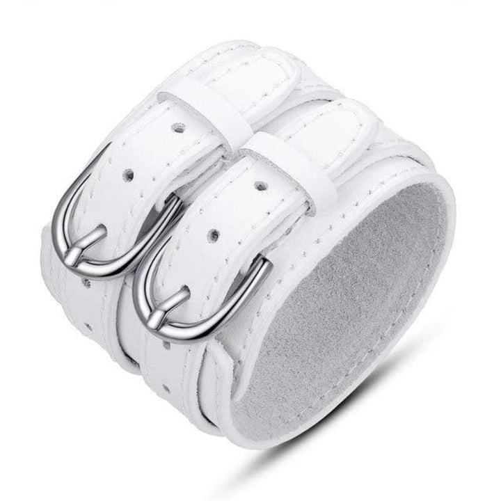 Vintage Wide Leather Bracelet Leather Unique Leather Bracelets White Adjustable 