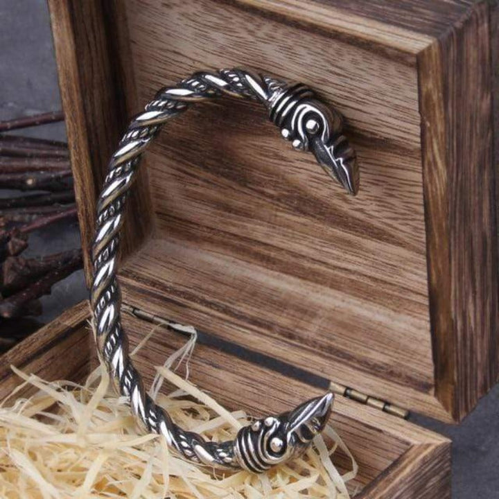 Norse Raven Stainless Steel Adjustable Cuff Bracelet bracelet by Unique Leather Bracelets