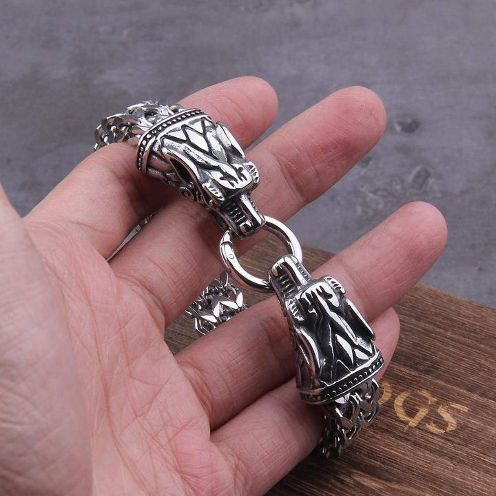 Rock Viking Dragon Charm Bracelet bracelet by Unique Leather Bracelets
