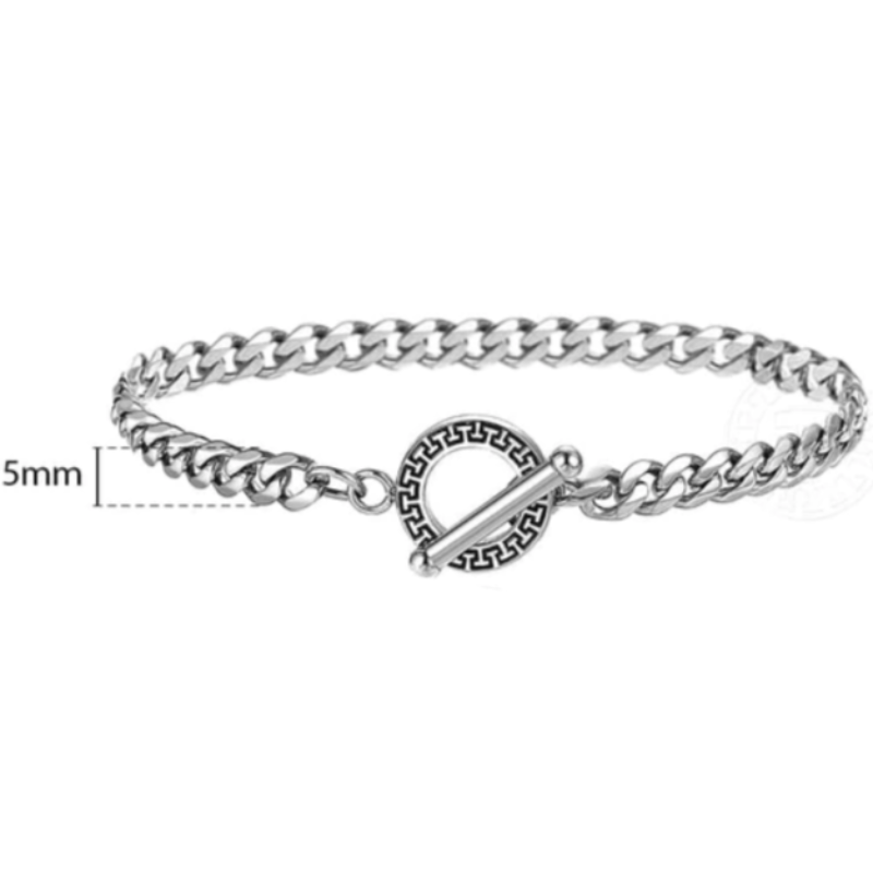 Silver Tribal Toggle Clasp Mens Stainless Steel Bracelets 5mm bracelet by Unique Leather Bracelets