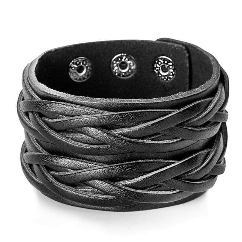 Fadi Leather Bracelets Leather Unique Leather Bracelets Black Adjustable 