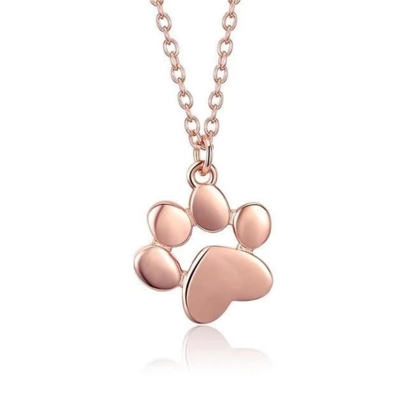Classic Dog Paw Pendant Necklace Necklaces Unique Leather Bracelets Adjustable ROSE GOLD COLOR 