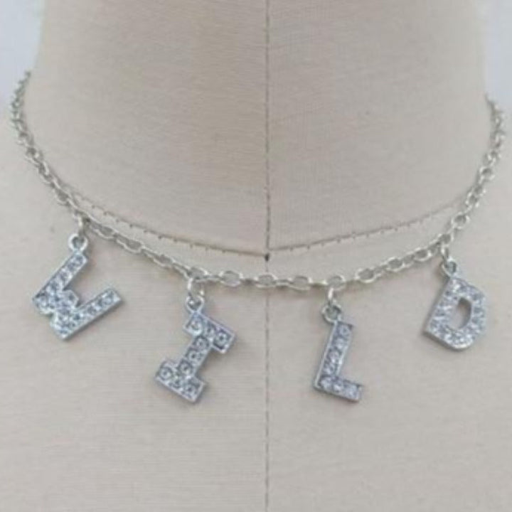 Diamond Necklace Choker Necklaces Unique Leather Bracelets 37cm with extend 6cm WILD Silver