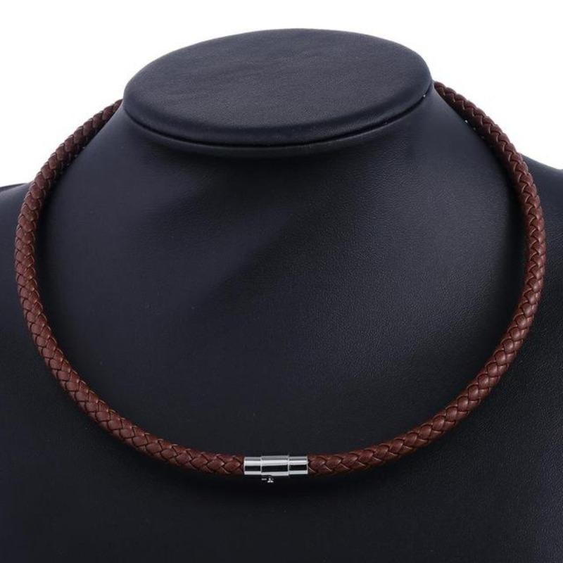 Mens Classic Leather Choker Necklace bracelet by Unique Leather Bracelets