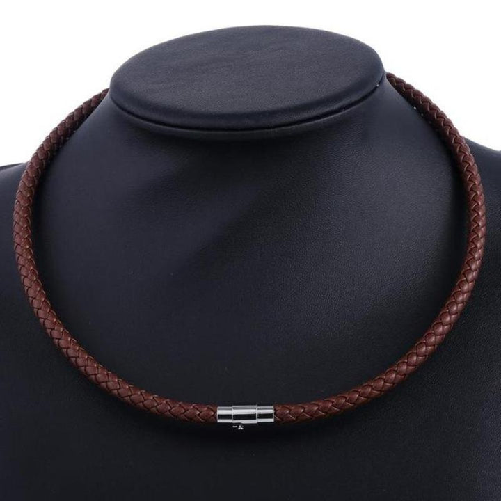 Mens Classic Leather Choker Necklace bracelet by Unique Leather Bracelets
