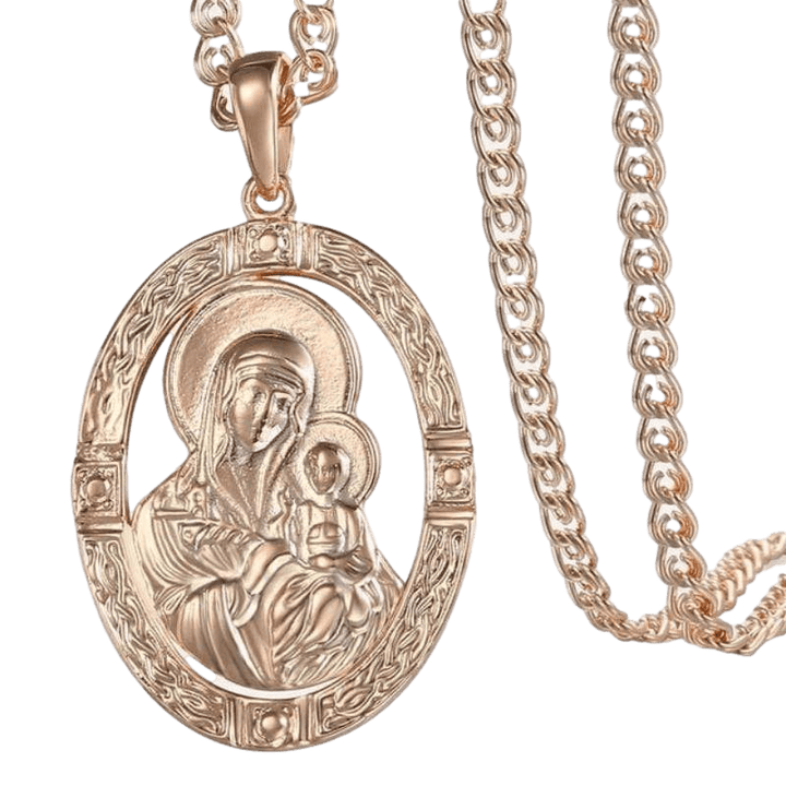 Womens Virgin Mary Baby Jesus Pendant Necklace Necklaces Unique Leather Bracelets Gold/2  