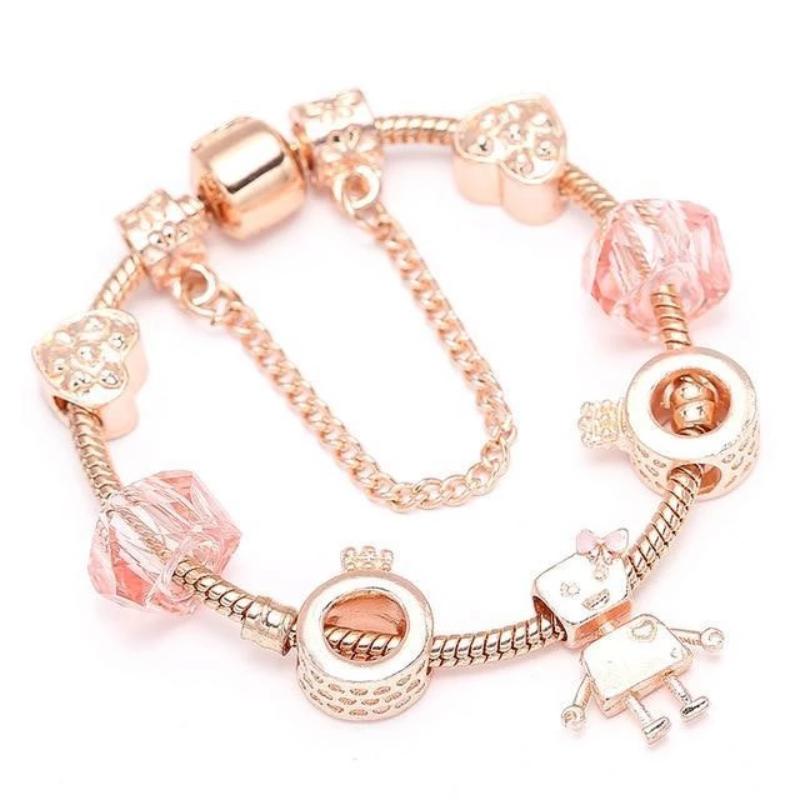 Bot Charm Bracelet Charm Unique Leather Bracelets Rose Gold 16cm 