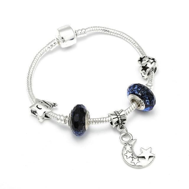 Childrens Charm Bracelet Charm Unique Leather Bracelets Antique Blue 18cm 