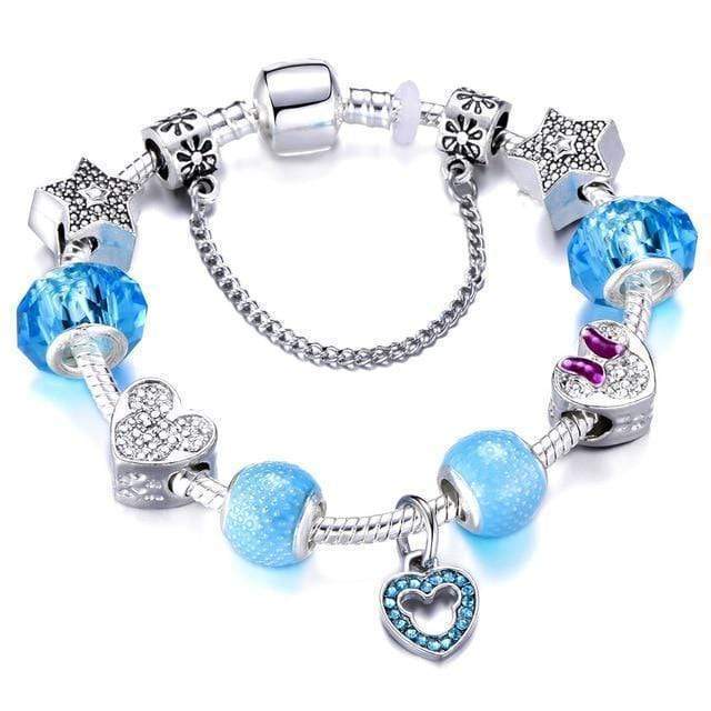 Childrens Charm Bracelet Charm Unique Leather Bracelets Blue 18cm 